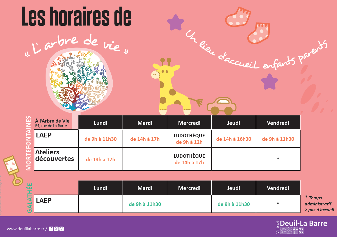 horaires arbre de vie fev2024